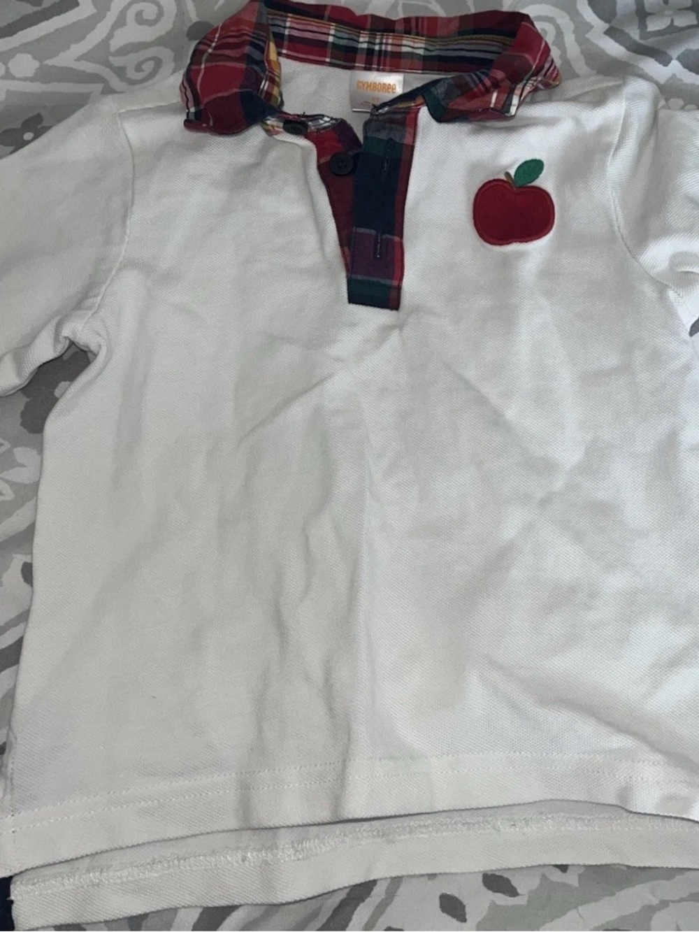 Gymboree Boys Size 2T Boys Embroidered Apple Pique Polo - Apple Orchard - White